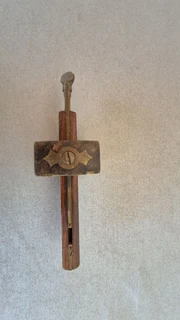 Vintage rosewood double pin scribe with brass inlets.