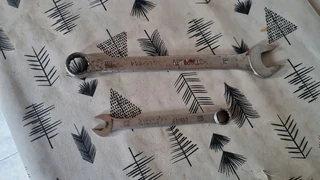 Stanley no 19 and 12 flat ring combination spanner.