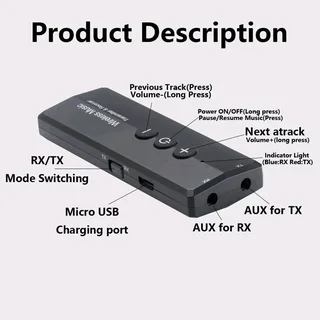 Bluetooth 3 in 1 transmitter receiver built-in lithium ion battery