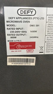 Defy Microwave Microwave - Model DMO 391