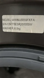 Samsung Washing Machine - 8kg (model WW80J5555FX/FA