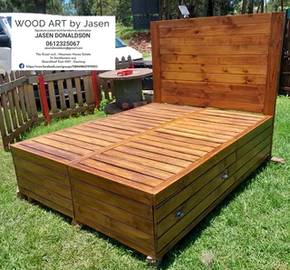 Queensize bed base &amp; matching headboard