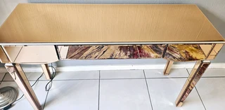 2nd hand rose gold mirror finish entrance table for sale