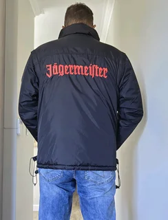 Jagermeister Embroided Reversable Puffer Jacket, with Detachable Sleeves. 4 Jackets in 1.