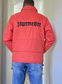 Jagermeister Embroided Reversable Puffer Jacket, with Detachable Sleeves. 4 Jackets in 1.