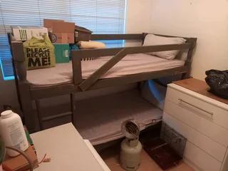 Bunk bed- Reinforced top bunk with foam mattresses