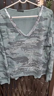 Long sleeve Italian  top new collection brand with silver embellishment