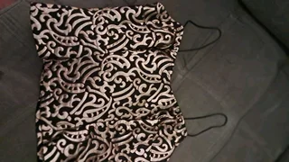 Evening top gold on black