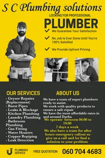 Affordable Plumbers in durban
