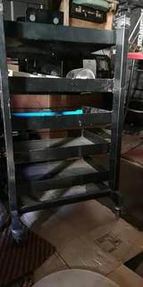 Mobile Tool Trolley with 5 Adjustable Metal Shelves