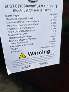 Mountable Solar Panel – 175W (Model 175-36M)