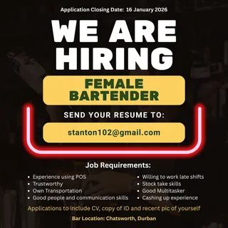 Female Bartender Required