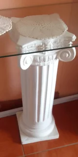 Glass entrance table / foyer table on roman pillars