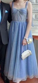 Blue Grey Shimmer Tulle Dress R750