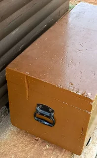 Vintage Rustic Oregon Pine Toolbox on Wheels. 86cm Length x 42cm Wide x 49cm Height x 30cm Deep