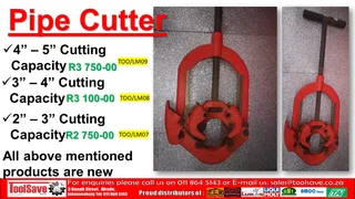 New Pipe Cutters R500 each for all sizes