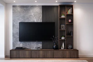 Minimalist TV Feature Wall – Custom Cabinetry Design.