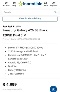 Samsung A26 5G 128GB For Sale