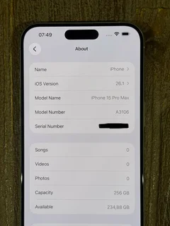 IPHONE 15 PRO MAX, 256 GB, WHITE TITANIUM, A3106, IMMACULATE, COVER, CHARGER, iOS 26.1, BARGAIN