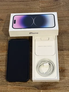 IPHONE 14 PRO, 128 GB, DEEP PURPLE, A2890, EXCELLENT CONDITION, CHARGER, iOS 26.1, COVER AND BOX