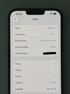 IPHONE 13 PRO MAX, 512 GB, GRAPHITE, A2643, IMMACULATE, COVER, CHARGER, iOS 26.2, SCREEN PROTECTOR