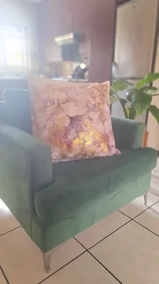 Beautiful, crisp, green suede single couch for sale!