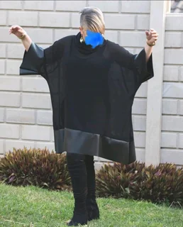 Shiffon Pleather tunic Black