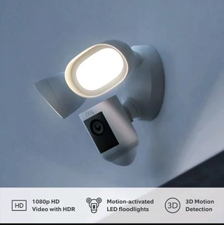 Ring Floodlight Security Camera Pro | 1080HD | Bird&#39;s Eye View - White