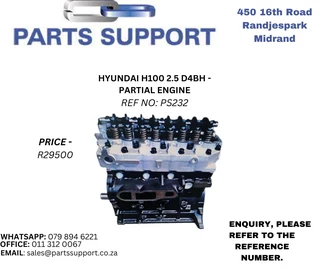 Hyundai H100 2.5 D4BH - Partial Engine