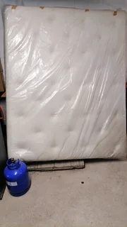 Queen size Matress with headboard and base with two side tables