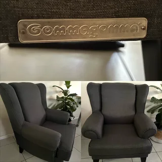 Grey Gommagomma wingback chair like new.