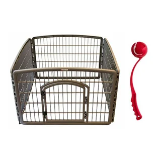 Grey Pet Playpen with Ball Thrower® [Plastic] (91.4 x 91.4 x 60cm)