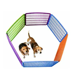 Multi-coloured pet playpen WITH extension kit® [Plastic] (130 x 130 x 60cm)