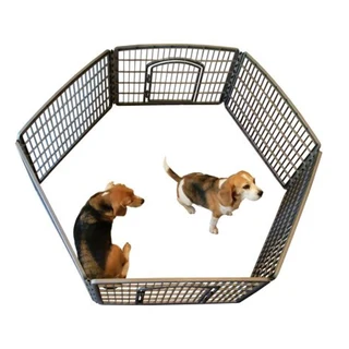 Grey pet playpen WITH extension kit® [Plastic] (130 x 130 x 60cm)