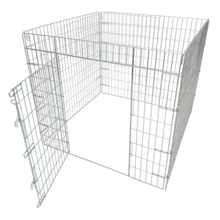 4-Panel Flat Folding Playpen with Doggy Gate [Steel] (80 x 80 x 60cm – 120 x 120 x 110cm)