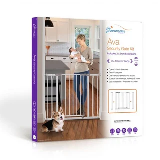 Ava Baby Gate – White [Steel] (75cm – 81cm x 76cm)