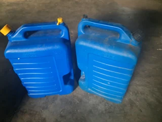 Two 20 litre water storage containers