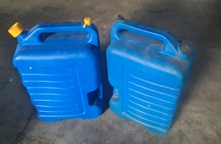 Two 20 litre water storage containers