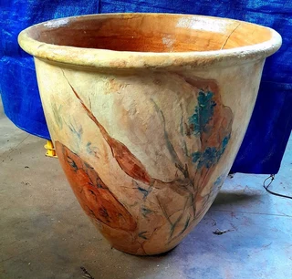 Hand painted ceramic pot