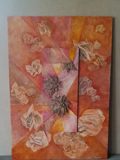 Mixed Media Painting "desert Roses,"