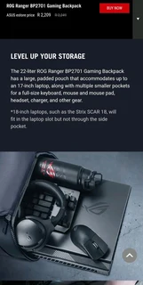 R o g ranger b p2701 gaming backpack