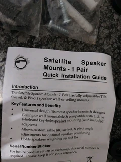 SIIG wall mounting speaker brackets only