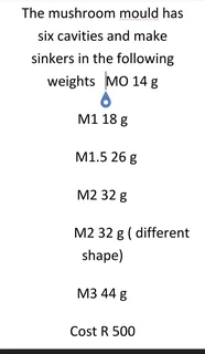 Mushroom mould for freshwater fishing sinkers