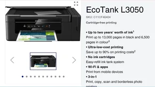 Epson Eco  Tank Colour Print, Scan, Copy Etc