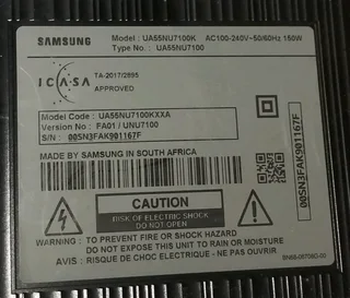 Damaged screen Samsung UA55NU7100K 55inch tv