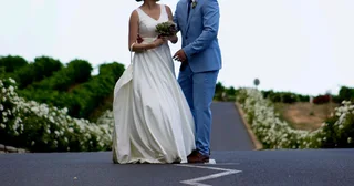 Bespoke satin wedding dress (size small)