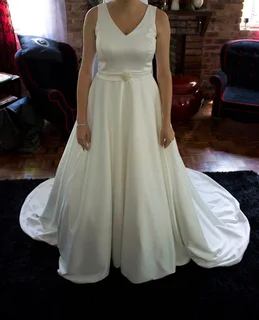 Bespoke satin wedding dress (size small)