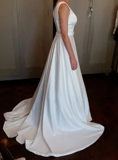 Bespoke satin wedding dress (size small)
