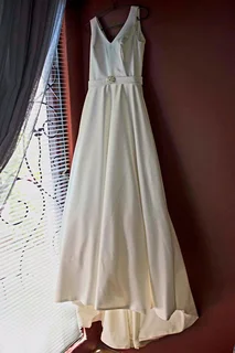 Bespoke satin wedding dress (size small)