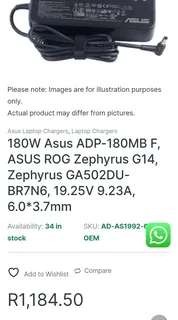 Asus ADP-180MB F Rog 180Watt Charger
